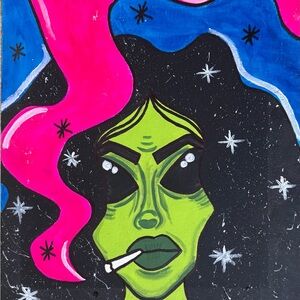 Vibrant Abstract Art Print - Green, Pink, and Blue